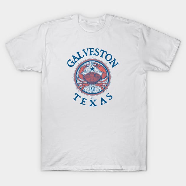 Galveston, Texas, with Stone Crab on Windrose T-Shirt by jcombs